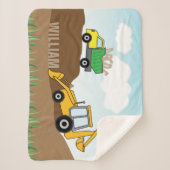 Gestreepte backhoe en Dump Truck Sherpa Deken (Voorkant)