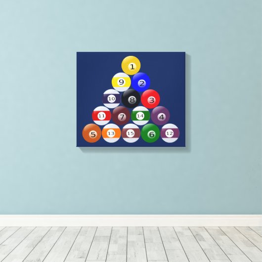 Gestreepte balls van Billards van Canvas afdrukken (Insitu (Houten vloer))