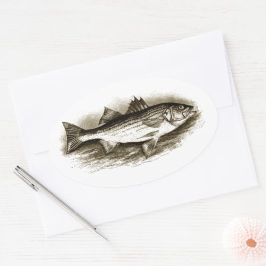 Gestreepte bas Logo () Ovale Sticker (Envelop)