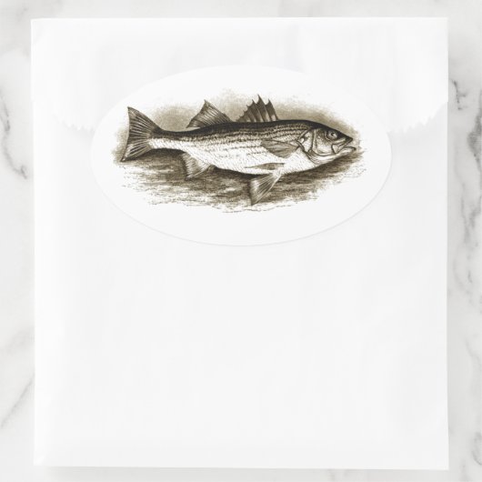 Gestreepte bas Logo () Ovale Sticker (Tas)