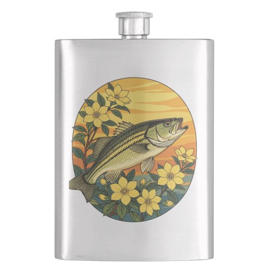 Gestreepte basrotsbaars en gele jasmijnbloemen flacon (Voorkant)