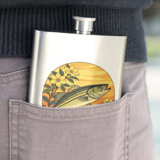 Gestreepte basrotsbaars en gele jasmijnbloemen flacon (Voorbeeld)