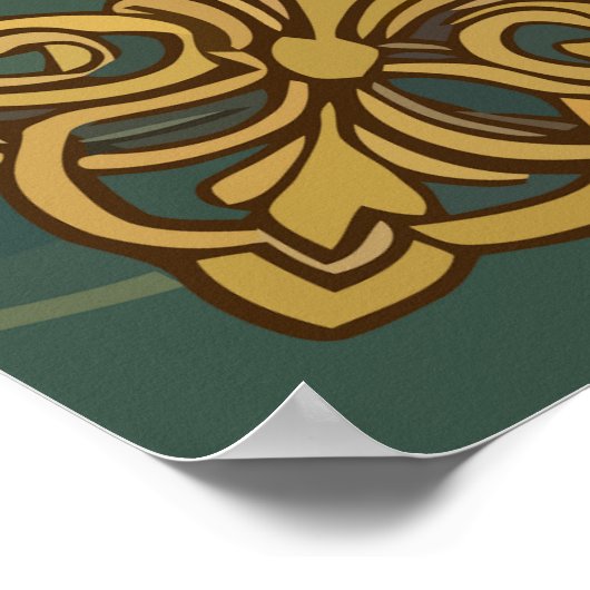 Gestreepte basrotsbaars en gele jasmijnbloemen poster (Hoek)