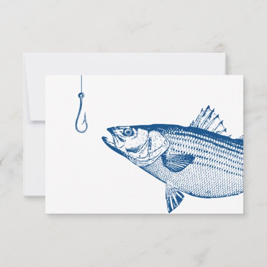 Gestreepte Bass Maaltijd Opties Elegant Bruiloft RSVP Kaartje (Achterkant)