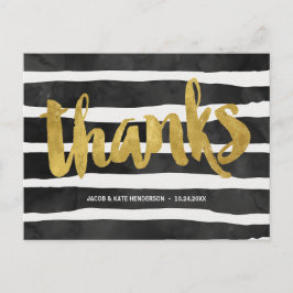 Gestreepte Bedankt | Faux Gold Folie Bedankt Briefkaart