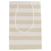 Gestreepte Beige Ivoor Elegant Medium Gift Bag Cadeauzakje (Voorkant)