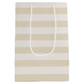 Gestreepte Beige Ivoor Elegant Medium Gift Bag Medium Cadeauzakje (Achterkant)