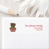 Gestreepte Beren kerstadreslabel Etiket (Insitu)