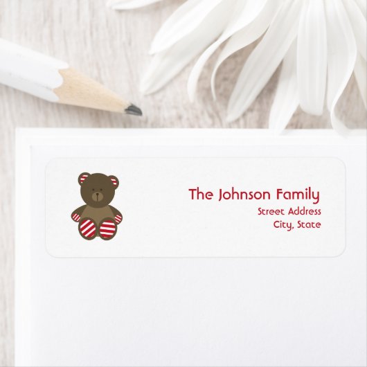 Gestreepte Beren kerstadreslabel Etiket (Insitu)