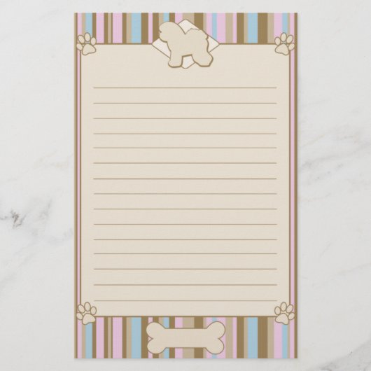 Gestreepte bichon Frise Stationery Briefpapier (Voorkant)
