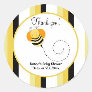 Gestreepte Bij Hop Hommel Rond Favor Sticker