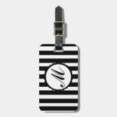 Gestreepte Black White - aangepast monogram Bagage Bagagelabel (Voorkant verticaal)