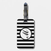Gestreepte Black White - aangepast monogram Bagage Bagagelabel (Achterkant verticaal)