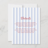 Gestreepte blauw en rood bruiloft details Kaart (Voorkant)