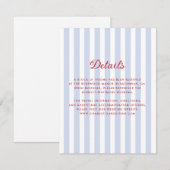 Gestreepte blauw en rood bruiloft details Kaart (Voorkant / Achterkant)