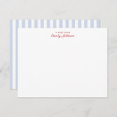 Gestreepte blauw en rood persoonlijke noot Kaart (Voorkant / Achterkant)