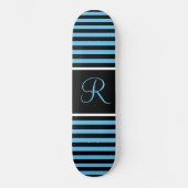 Gestreepte Blauw en Zwart Custom Initiaal Letter Persoonlijk Skateboard (Voorkant)