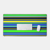 Gestreepte blauwe, Limoen en gele bureaumat (Keyboard & Muis)