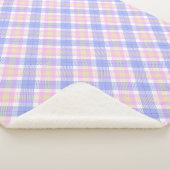 Gestreepte blauwe roze gele sherpa deken (3/4)