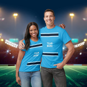 Gestreepte Blauwe Sport Jersey Teamnaam Unisex T-shirt