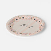 Gestreepte bloem Monogram Douche Borden Papieren Bordje (Gekanteld)