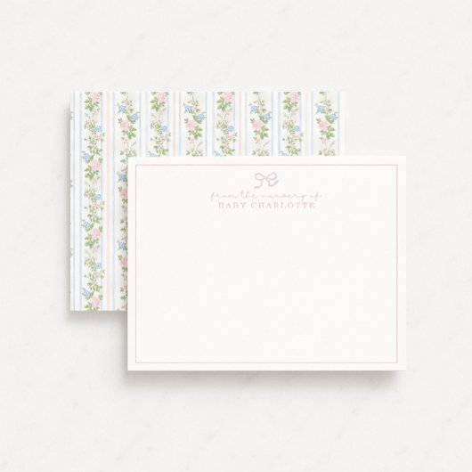 Gestreepte bloemboog kwekerij notitiekaart kaart