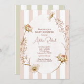  Gestreepte Bloemen Baby shower Uitnodiging (Voorkant / Achterkant)