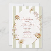 Gestreepte Bloemen Baby shower Uitnodiging (Voorkant)