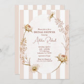 Gestreepte Bloemen Bruids Douche Uitnodiging (Voorkant / Achterkant)
