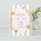  Gestreepte Bloemen Bruids Douche Uitnodiging (Staand voorkant)