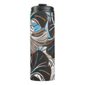 Gestreepte bloemen en bladeren: bloemen. thermosbeker (Voorkant)