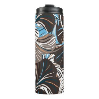 Gestreepte bloemen en bladeren:  bloemen. thermosbeker