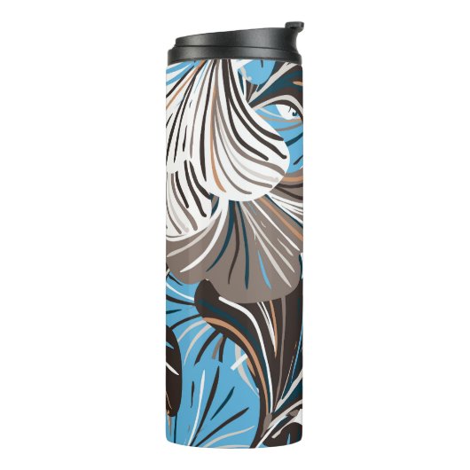 Gestreepte bloemen en bladeren: bloemen. thermosbeker (Gedraaid links)