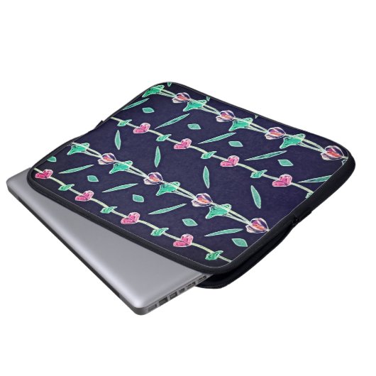 Gestreepte bloemen laptop sleeve (Voorkant onderkant)