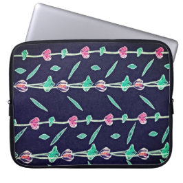 Gestreepte bloemen laptop sleeve