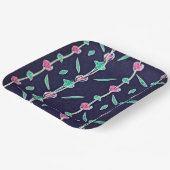 Gestreepte bloemen papieren bordje (Gebogen)