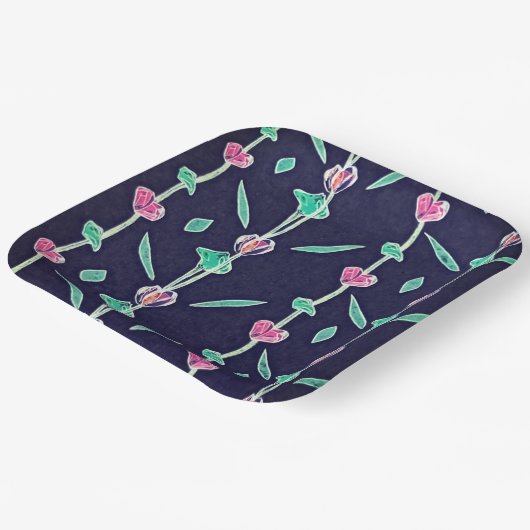 Gestreepte bloemen papieren bordje (Gebogen)