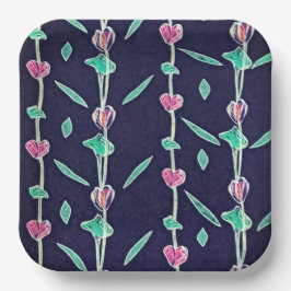 Gestreepte bloemen papieren bordje