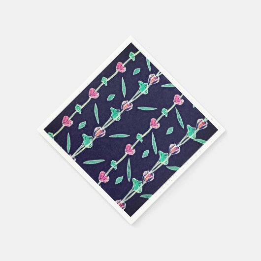 Gestreepte bloemen servet (Hoek)