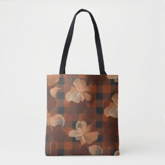 Gestreepte bloemen tote bag