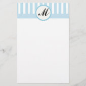 Gestreepte Blue White - aangepast monogram Briefpapier (Voorkant)