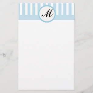 Gestreepte Blue White - aangepast monogram Briefpapier