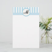 Gestreepte Blue White - aangepast monogram Briefpapier (Staand voorkant)