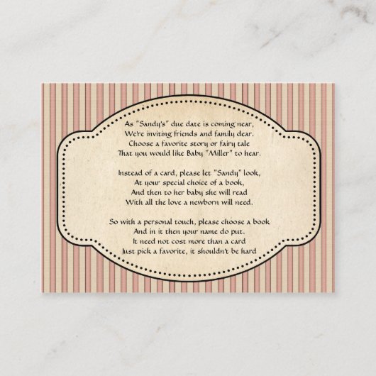 Gestreepte boekinvoeging informatiekaartje (Voorkant)