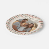 Gestreepte Boho Pasen met Foto & Naam Papieren Bordje (Gekanteld)