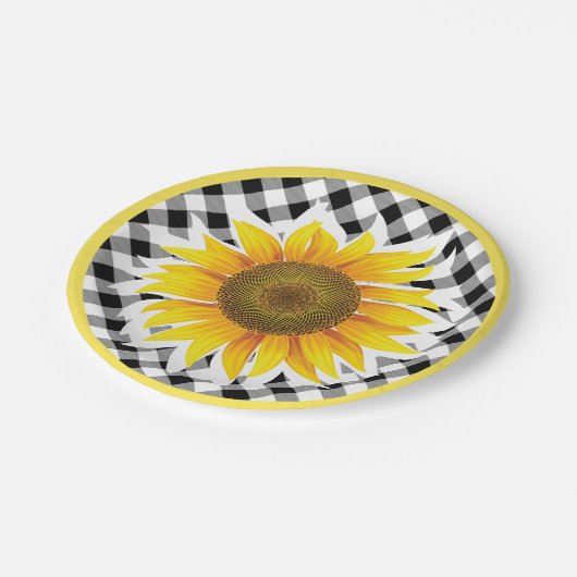 Gestreepte bordjes van zonnebloem papier (Gekanteld)