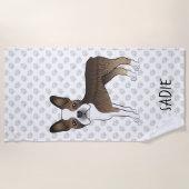 Gestreepte Boston Terrier Cartoonhond & Aangepaste Strandlaken (Voorkant)