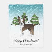 Gestreepte Boston Terrier in een winterbos Fleece Deken (Voorkant)