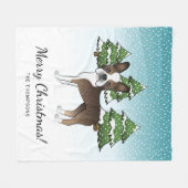 Gestreepte Boston Terrier in een winterbos Fleece Deken (Voorkant (Horizontaal))