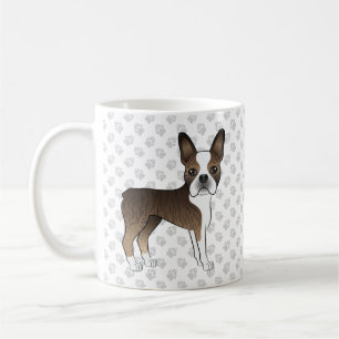 Gestreepte Boston Terrier Mooie Cartoon Hond & Poo Koffiemok